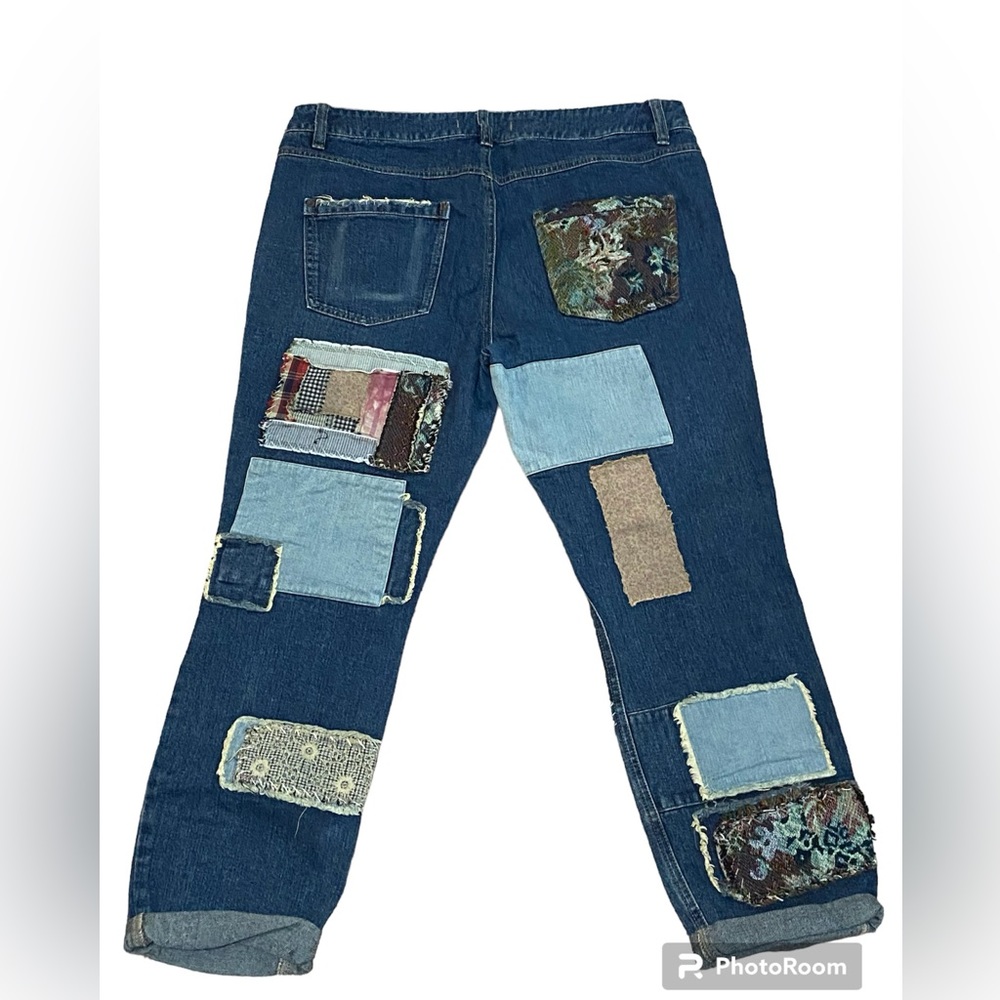 FREE PEOPLE Patched patchwork slim slouch jeans size 30 - Picture 4 of 8